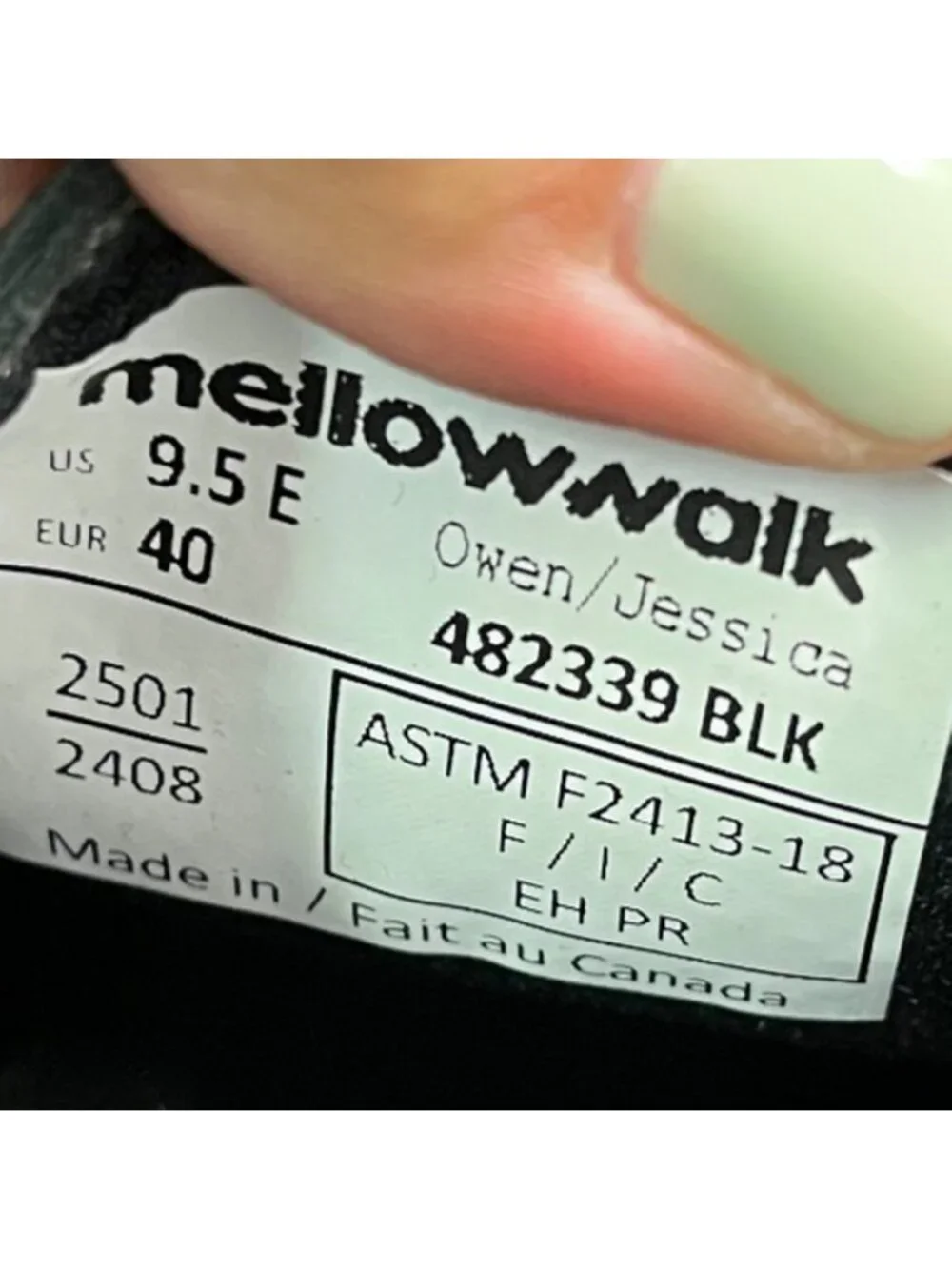 Mellow Walk Jessica Women Size 9.5E Black Leather Steel Toe Safety Slip-On Shoes_9